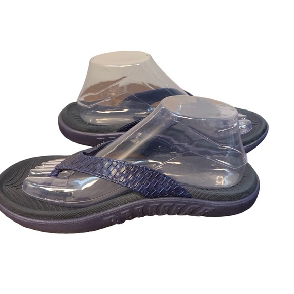 KuaiLu women’s‎ navy blue basket weave leather yoga mat flip flop. Size 40(8.5) - Picture 5 of 8